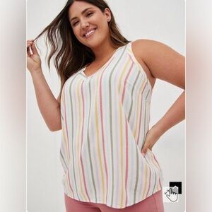 Torrid Challis Stitch Detail Tank, Multi Stripe, Size 2 (2X 18-20)